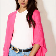 Fuchsia Batwing Sleeve Kimono Cardigan