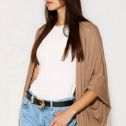 Mocha Batwing Sleeve Kimono Cardigan
