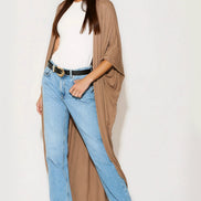 Mocha Batwing Sleeve Kimono Cardigan