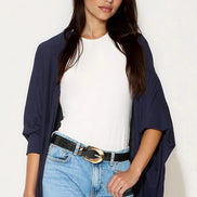 Navy Batwing Sleeve Kimono Cardigan