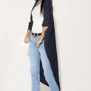 Navy Batwing Sleeve Kimono Cardigan