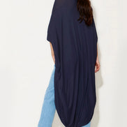 Navy Batwing Sleeve Kimono Cardigan