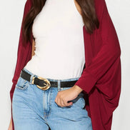 Wine Batwing Sleeve Kimono Cardigan
