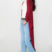 Wine Batwing Sleeve Kimono Cardigan