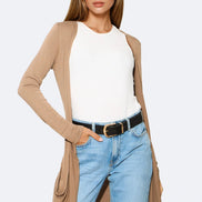 Mocha Boyfriend Cardigan with Pockets