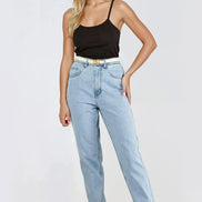 Black Long Line Strappy Top