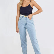 Navy Long Line Strappy Top