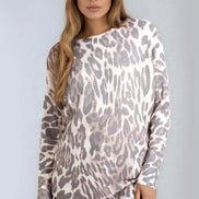 Stone Leopard Fine Knit Jumper