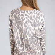 Stone Leopard Fine Knit Jumper