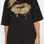 Black Leopard Print Oversized T-Shirt