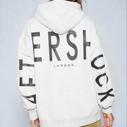 Silver Grey Aftershock Logo Oversized Hoodie