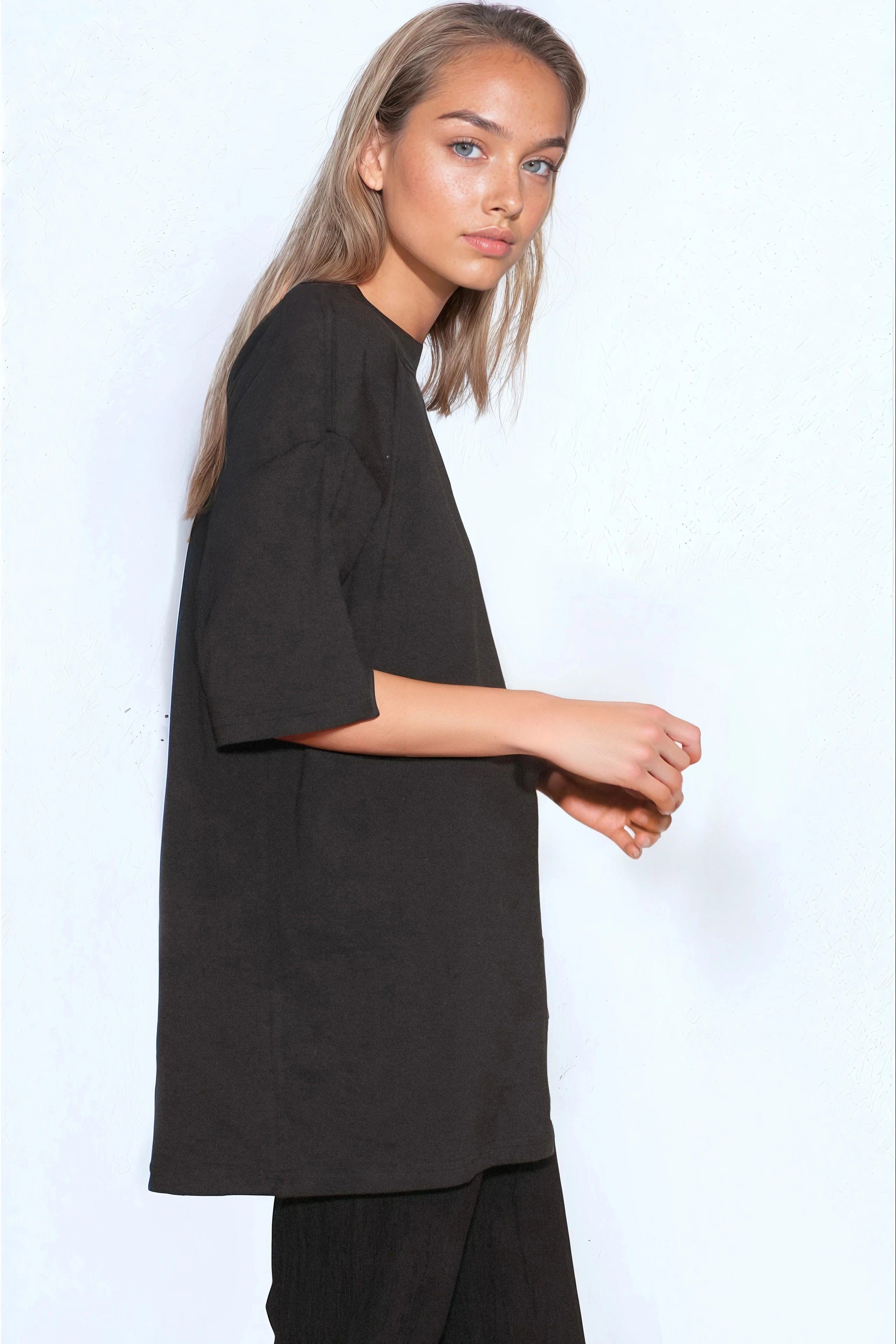 Black Logo Cotton Oversized T-Shirt