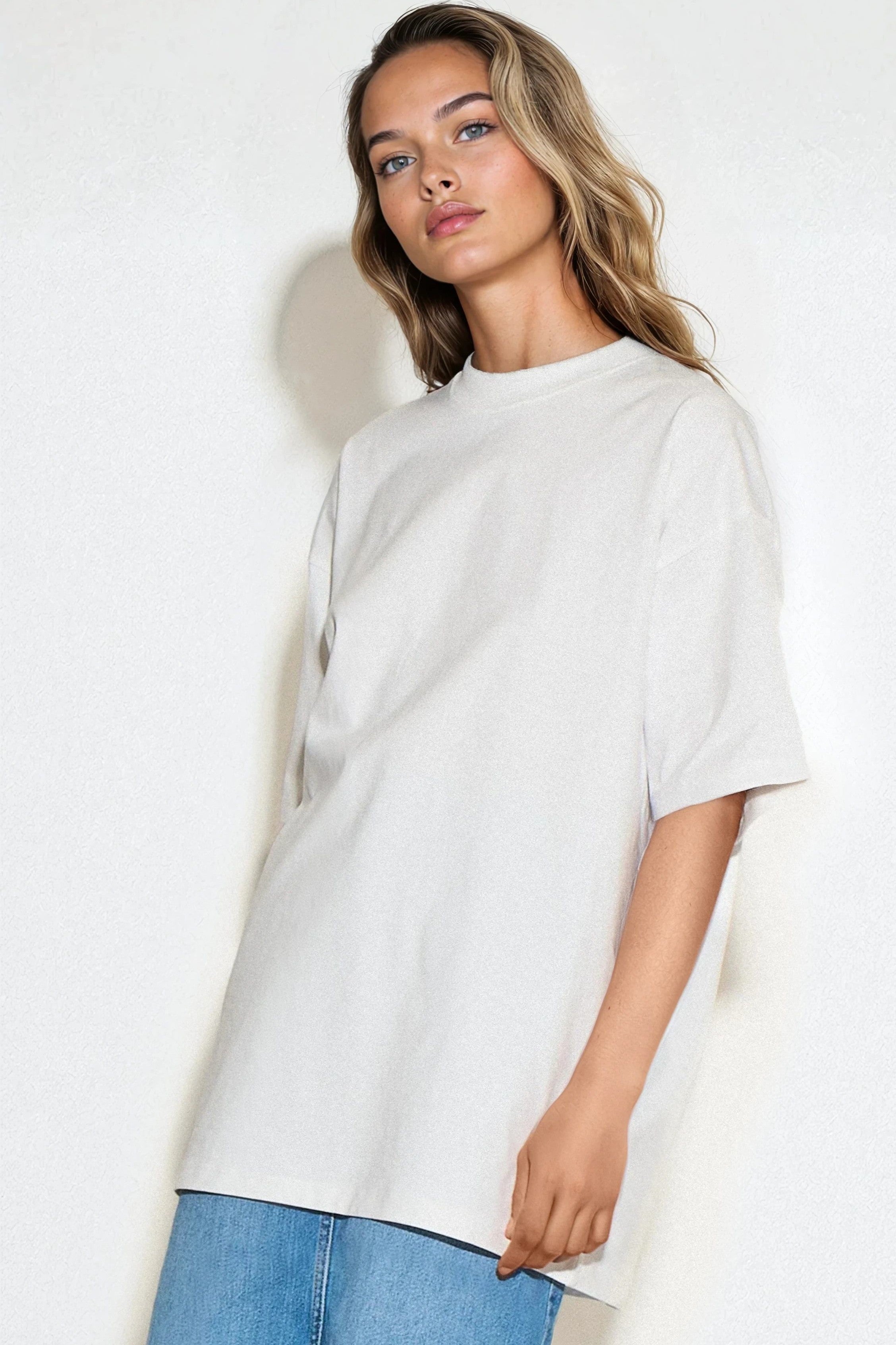 White Logo Cotton Oversized T-Shirt