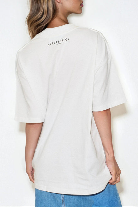 White Logo Cotton Oversized T-Shirt