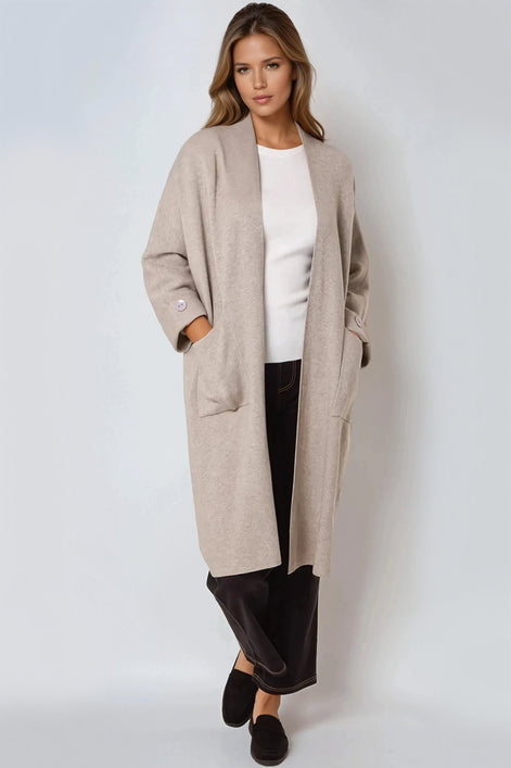 Mocha Longline Cardigan with Pockets