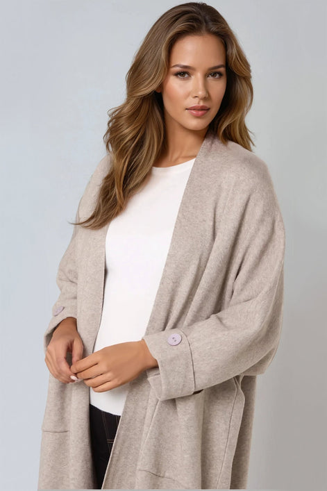 Mocha Longline Cardigan with Pockets