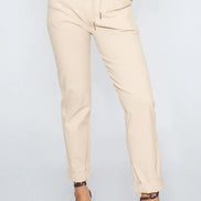 Beige Stretch Drawstring Trousers