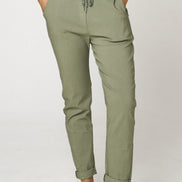 Khaki Stretch Drawstring Trousers