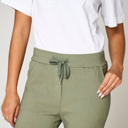 Khaki Stretch Drawstring Trousers