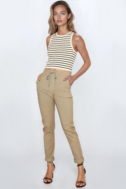 Mocha Stretch Drawstring Trousers