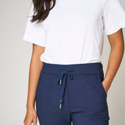 Navy Stretch Drawstring Trousers