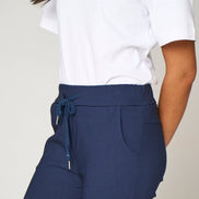 Navy Stretch Drawstring Trousers