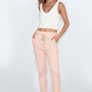 Dusty Pink Stretch Drawstring Trousers