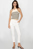 White Stretch Drawstring Trousers