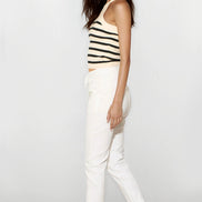 White Stretch Drawstring Trousers
