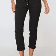Black Stretch Drawstring Trousers