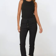 Black Stretch Drawstring Trousers