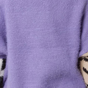 Purple Mixed Animal Pattern Knit Jumper