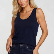 Navy Cotton Vest Top