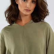 Khaki Open Collar Blouse