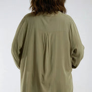 Khaki Open Collar Blouse