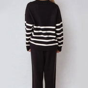 Black Striped Jumper & Trouser Knitted Set