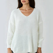 Cream Oversized V-Neck Chunky Knit Jumper