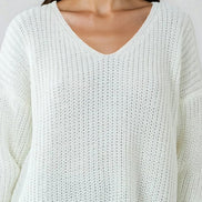 Cream Oversized V-Neck Chunky Knit Jumper