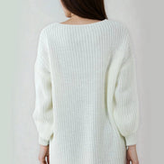 Cream Oversized V-Neck Chunky Knit Jumper