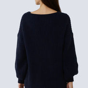Navy Oversized V-Neck Chunky Knit Jumper