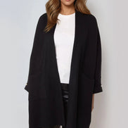 Black Pearl Sleeve Open Cardigan