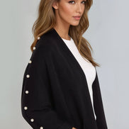 Black Pearl Sleeve Open Cardigan