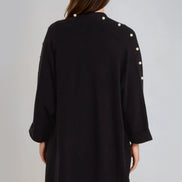 Black Pearl Sleeve Open Cardigan