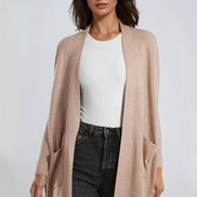 Beige Knit Cardigan with Pockets