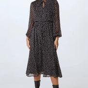 Black Polka Dot Midi Dress