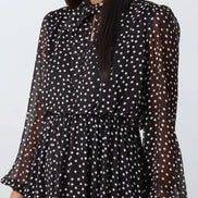 Black Polka Dot Midi Dress