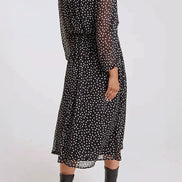 Black Polka Dot Midi Dress