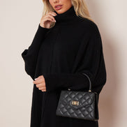 Black Small Top Handle Chain Bag