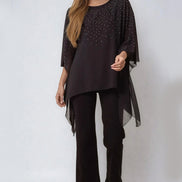 Black Embellished Mesh Top