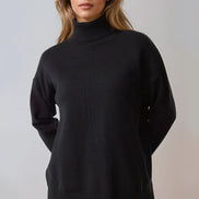 Black Knitted Roll Neck Jumper & Trouser Set